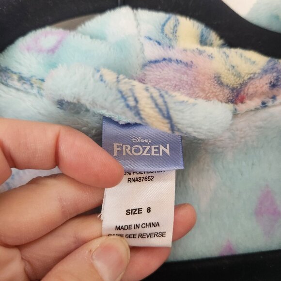 Disney Frozen Fleece Robe Blue Elsa Pockets Waist Tie Youth Girls 8 - Picture 6 of 8